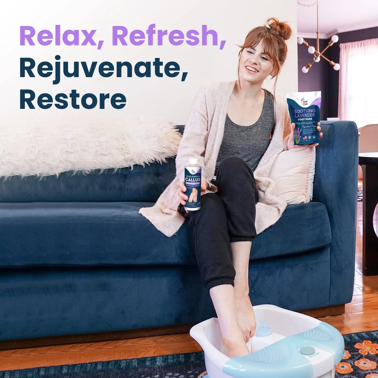Lavender Foot Soak & Callus Remover Gel Kit - Remove Calluses with Epsom Salts, Callus Remover Gel for Dry Cracked Heels & Foot Odor