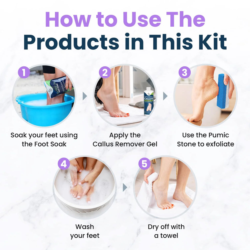 Lavender Foot Soak & Callus Remover Gel Kit - Remove Calluses with Epsom Salts, Callus Remover Gel for Dry Cracked Heels & Foot Odor