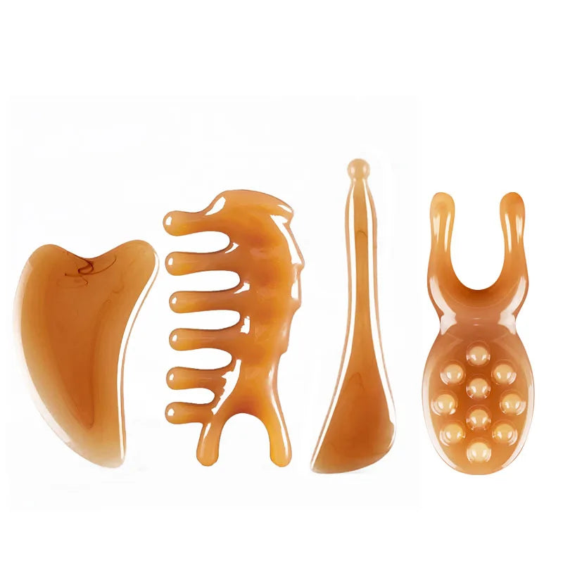 Skin Scraping Resin Guasha Massage Board Face Eye SPA Massager Plate ​For Neck Back Body Legs Hands Promote Blood Circulation