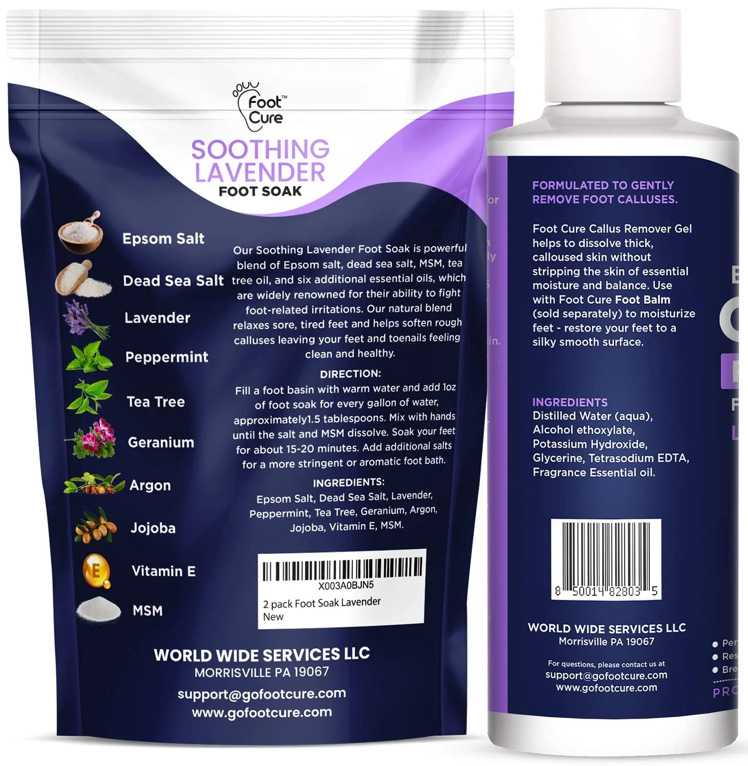 Lavender Foot Soak & Callus Remover Gel Kit - Remove Calluses with Epsom Salts, Callus Remover Gel for Dry Cracked Heels & Foot Odor