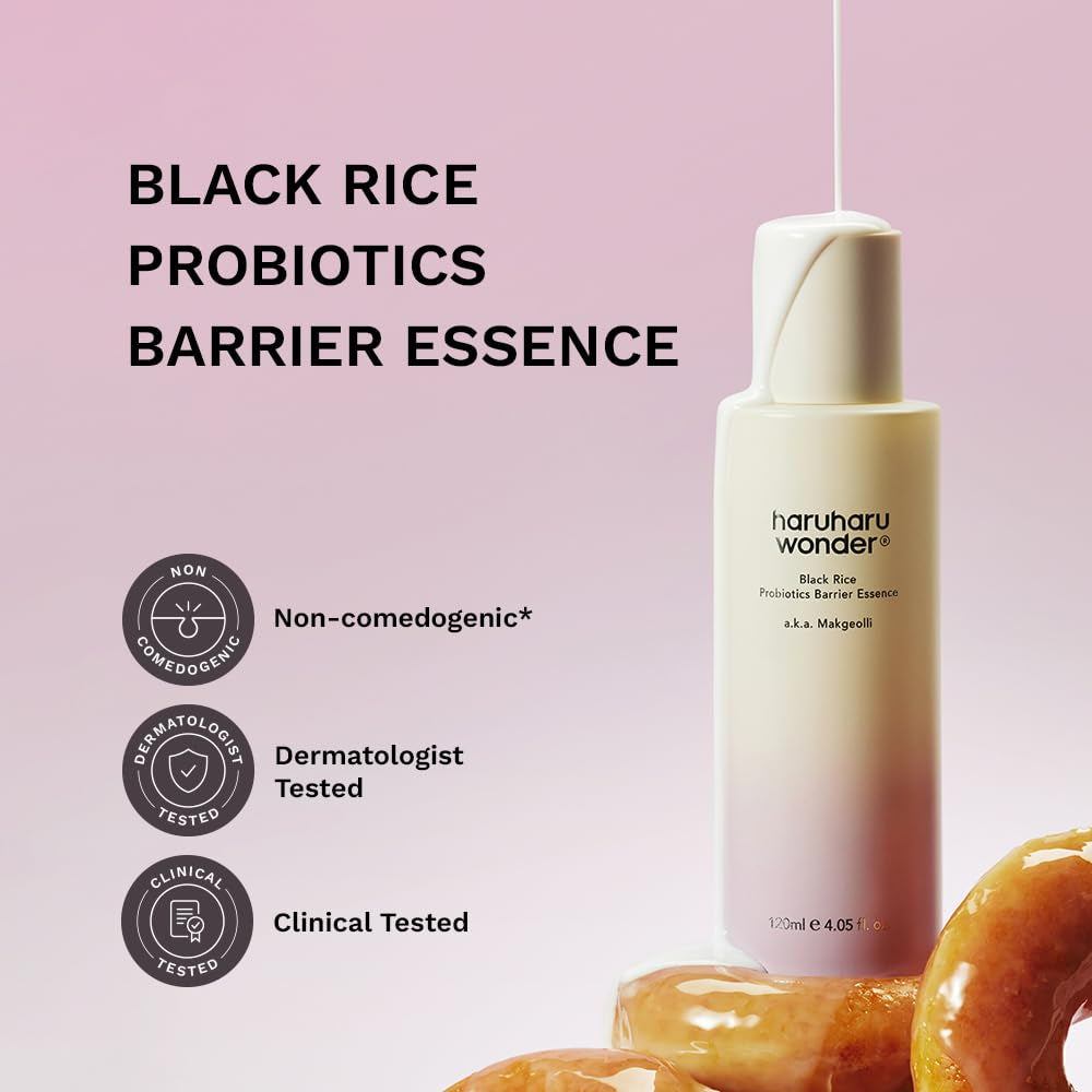 Wonder Black Rice Probiotics Barrier Essence, 4.05 Fl.Oz, Skin Flooding & Layering, Strengthens Skin Barrier, Moisturizes, Glowy Radiant Skin, Non-Comedogenic, Vegan Korean Skincare