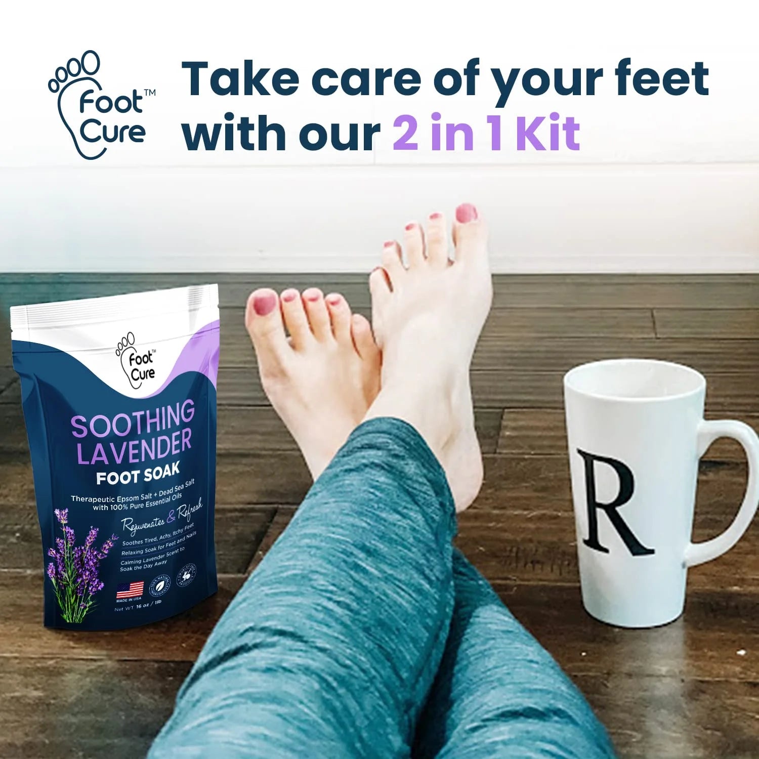 Lavender Foot Soak & Callus Remover Gel Kit - Remove Calluses with Epsom Salts, Callus Remover Gel for Dry Cracked Heels & Foot Odor